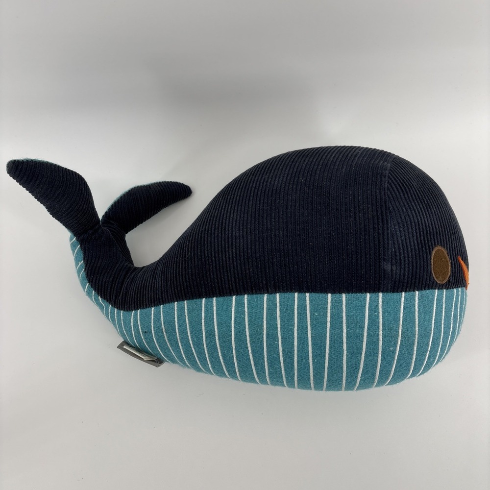 LAND OF NOD Plush Stuffed Whale Teal Blue Cotton Wool Blend‎ Corduroy Top 15"